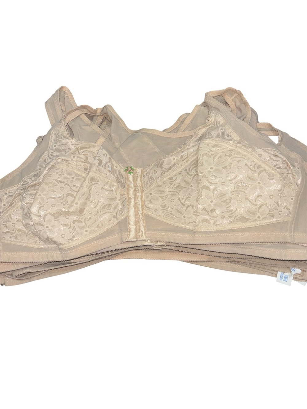 Beige Lace Full-Coverage Wireless Bra